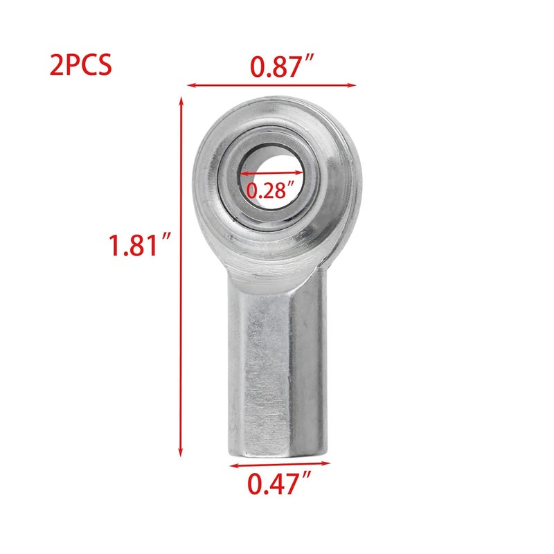 Woogim 2PCS CF5 Female Thread Rod End Joint Bearing 0.28" Bore 5/16-24 UNF Right Hand Thread Rod End Bearings with Jam Nuts - Image 2